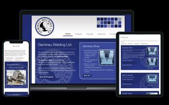 Gemineu Welding Ltd website. Machining, welding, fabrication services with Gemineu Shoe, clamps, and More Info links.