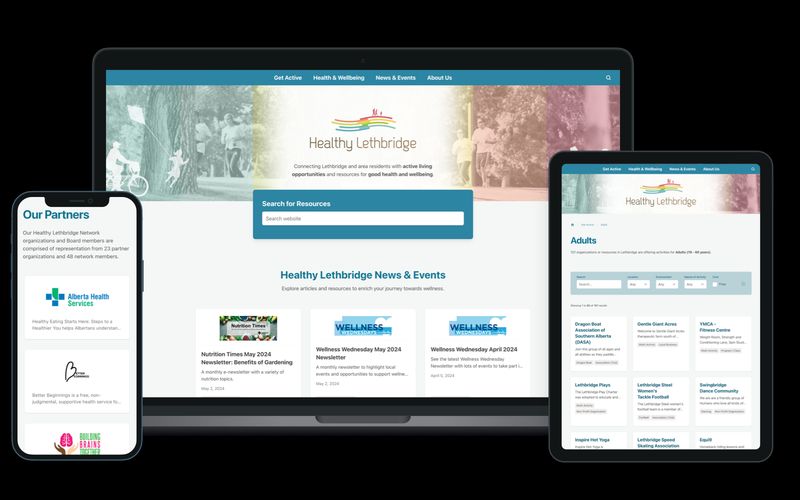 Healthy Lethbridge website responsive preview on multiple devices