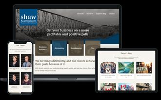 Shaw and Associates website. Modern design on Statamic with advisory services, blog, and careers.