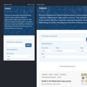 Collage of phone screens showing responsive navigation, focus areas, and content cards. Collage of phone screens showing responsive navigation, focus areas, and content cards.