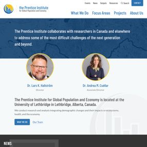 Live Prentice Institute homepage with blue hero, top navigation, director profiles, and primary CTAs. Live Prentice Institute homepage with blue hero, top navigation, director profiles, and primary CTAs.
